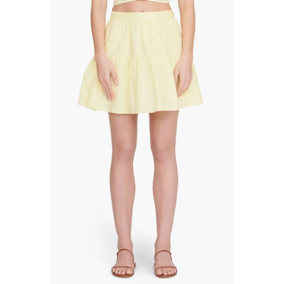 NEW STAUD Sea Mini Skirt Stretch Cotton Buttery Ruffled Sunray Women's Size 10 - Picture 6 of 11